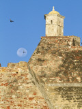 Full Moon Behind San Felipe Castle (Castillo De San Felipe De Barajas)