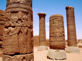 Ornate Columns in the Great Enclosure  Ancient Meroe Site  Musawarat North of Khartoum