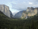 El Capitan (Left)  Cloud's Rest in the Clouds  Half Dome and Cathedral Peaks
