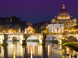 St Peter's Basilica from the Tiber River at Dusk