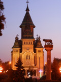 Orthodox Metropolitan Cathedral and Romulus and Remus Statue on Piata Victoriei