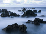 Long Exposure of Waves and Rocks at Dusk