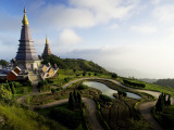 Phra Mahathat Naphamethanidon Twin Royal Stupas on the Way to the Summit of Doi Inthanon