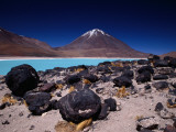 Volcan Licancabor Rising Beyond Lake Verde  Kept Unfrozen at High Altitude by Alkali Salts