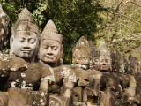 Giant Statues Lining Road at Entrance to South Gate of Angkor Thom
