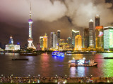 Pudong Skyline at Night  Seen from M on the Bund Restaurant