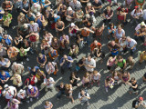 Tourists Looking Up at Astronomical Clock on Old Town Hall
