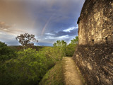 Sunset  with Double Rainbow  from Top of Temple 216 at Yaxha Site