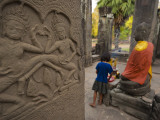 Girl Makes an Offering at Bayon Temple