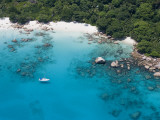 Aerial of Sailboat Off Anse Lazio  Chevalier Bay