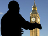 Nelson Mandela Statue and Big Ben  Parliament Square