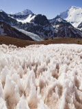 Snow Pinnacles ('Penitientes') at Rio Colorado Headwaters  Cerro Mercedario (6770M) in Background