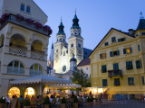 Alfresco Dining in Piazza Del Duomo Beneath Illuminated Bressanone (Brixen) Cathedral