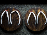 Traditional Wooden Thongs Outside a Kaiseki Restaurant