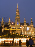 Christmas Market and Lights Decorating Town Hall  Rathausplatz Square  Innere Stadt