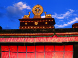 Dharma Wheel and Symbolic Deer on Roof of Jokhang Temple