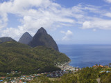 Rooftops of Soufriere and the Pitons