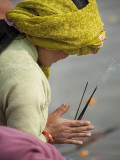Pilgrim from Nepal Praying to River Ganga