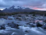 Sligachan River Flowing Down from Glen Below the Black Cuillin Range in Winter