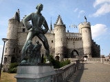 Statue of Lange Wapper in Front of Het Steen-The 13th Century Castle