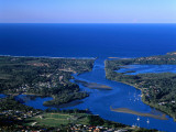 Overhead of Camden Haven River Entrance  with Laurieton in Foreground