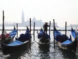 Gondolas and Gondolier with Church of San Giorgio Maggiore