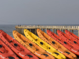 Orange and Red Rental Kayaks on Beach