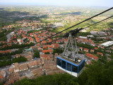 Cable Car Ascending to Medieval Centre of San Marino on Titan Mountain