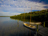 Traditional Florida Shallow Draft Boats Moored at Cock's Footbridge  Spanish Point