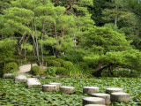 Stepping Stones across Soryu-Ike Pond in Naka Shin'En Garden  Within Heian-Jingu Shrine Complex