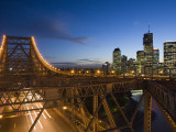 Story Bridge and Riverside Business District in Brisbane at Dusk
