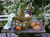 Still-Life with Wine  Cheese and Apples  in the Garden of a House in St Denis Le Ferment
