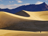 Hikers at Mesquite Flat Sand Dunes with Amargosa Range in Background