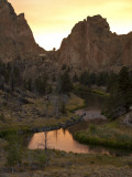 Smith Rock State Park and Crooked River at Sunset