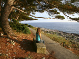 Woman Sitting Along Promenade Walk by Cikat Bay Near Mali Losinj
