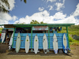 Sharks Cove Surf Shop with New Surfboards Lined Up at Front