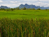 Peaks in Khao Sam Roi Yot National Park across Fields