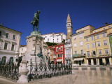Tartinijev Square with Statue of Violist Giuseppe Tartini and Cathedral of St George
