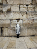 Man Wearing Prayer Shawl (Tallith) Praying at Western Wall