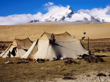 Drokpa (Nomad) Tents in Front of Mt Shishapangma on Road from Saga to Nyalam