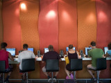 People at Internet Cafe at Canberra City Yha