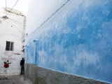 Cool Blue Colour Adorning Wall Deep Within Meknes Medina
