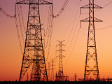 Power Lines Silhouetted at Sunset