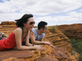 Tourists Looking Out over Kings Canyon Escarpment