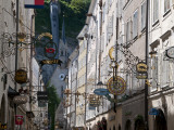 Shop Signs and Buildings on Getreidegasse Lane