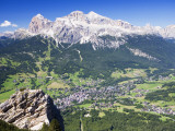 Mountain-Top View of Cortina D'Ampezzo and Peak of Tofana