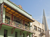 California San Francisco Chinatown Historic Building C1928 Transamerica Pyramid in Backgroun