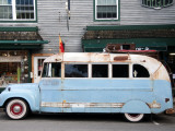 Old Bus Touring the Country Stops in Bar Harbour