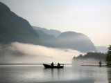 Two Fishermen in Boat on Lake Bohinj (Bohinjsko Jezero)