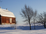 Typical Red Barn in Rural Wisconsin in Winter